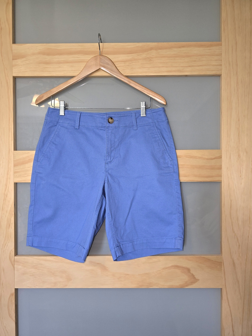 LOFT Light Blue Flat-Front Chino Shorts